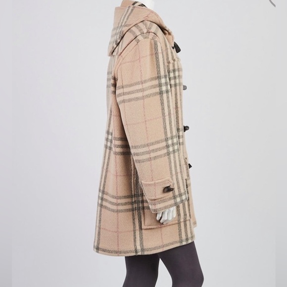 😍 Authentic BURBERRY duffle coat nova check wool toggle jacket duffel - Picture 3 of 14